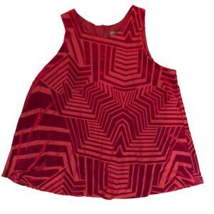 Anthropologie Burnout Velvet Top Red